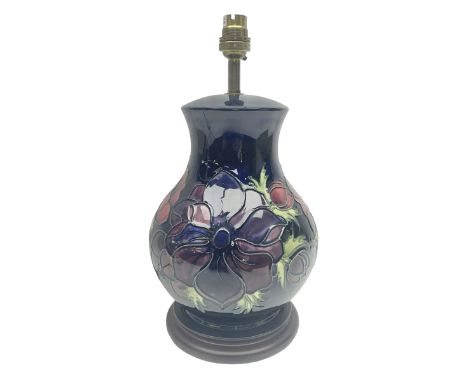 Moorcroft Anemone pattern table lamp , H35cm