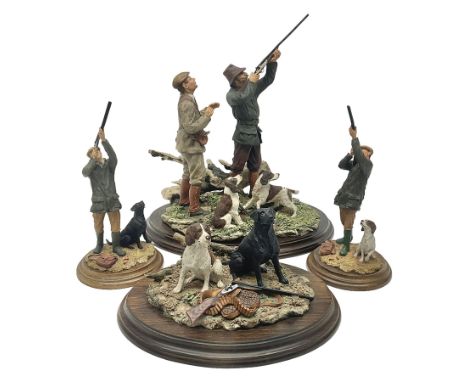 Four Country Artists figures, comprising Shooting figure group by K.Sherwin, Gun dog figure group, First Brace - Labrador and