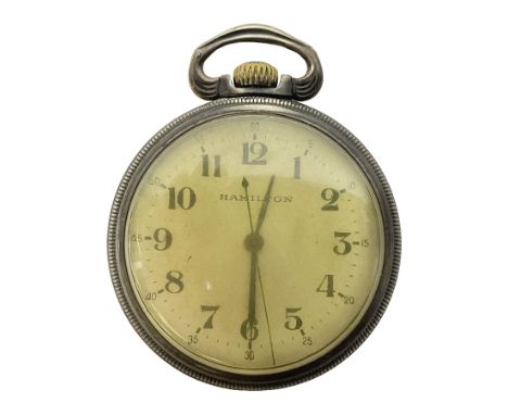 Early 20th century silver open face lever pocket watch by Hamilton, U.S.A, 22 jewels movement, 4992B, No.4022993, screw back 