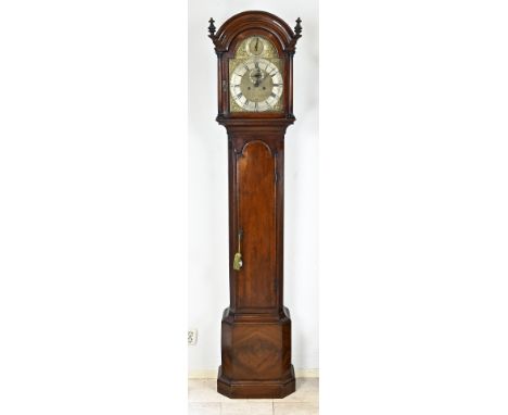 18th Century English mahogany longcase clock with off-centre second hand + date indication. Michell Launceston. Dimensions: H