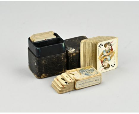 Two sets of antique miniature playing cards. Germany. Circa 1900. Size: 4 - 7,5 cm. In good condition.
