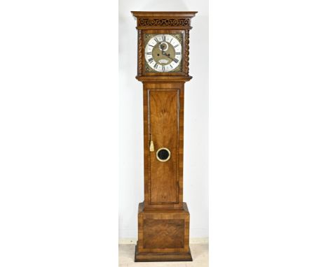 18th Century English walnut longcase clock with eight-day movement, seconds indication and half-hour striking. JW Fisher Lowe