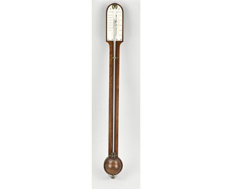 Antique English mahogany stick barometer. Circa 1900. A. Abraham Liverpool. Dimensions: L 92 cm. In good condition.