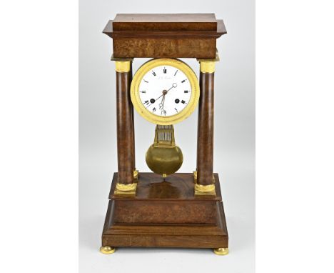 19th century French column clock with central seconds hand. Eight-day movement, half-hourly striking, with scissor escapement