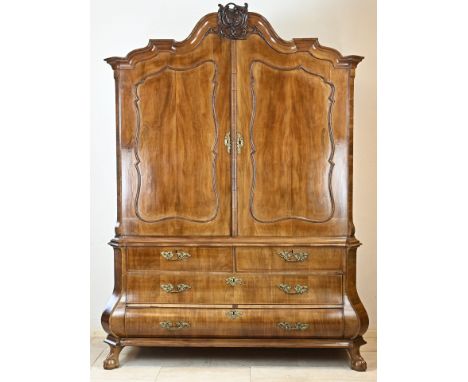 18th Century Dutch mahogany Louis Quinze baroque cabinet. Circa 1760. Older restoration. With bronze fittings and claw feet. 