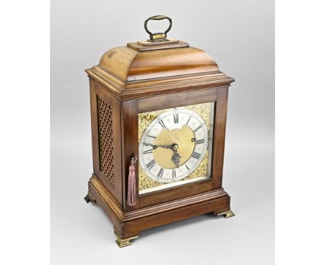 19th Century English mahogany bracket clock with eight bells carillon + five gong spirals. Quarter-strike. Marked: Jays Londo