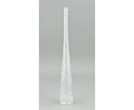 Venetian Murano glass pipe vase with stripe decoration. 20th century. Dimensions: H 40.5 cm. In good condition.
