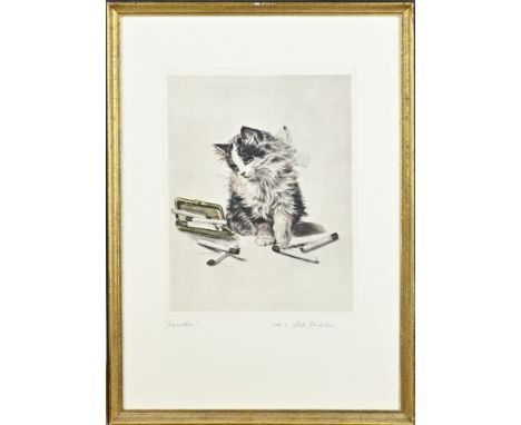 Meta Pluckebaum. 1876 - 1945. German School. Title: Cigarettes. Etching on paper. Dimensions: H 35 x W 27 cm. In good conditi