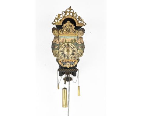 18th - 19th Century Frisian chair clock with gilding + alarm. Size: 74 cm. In good condition.