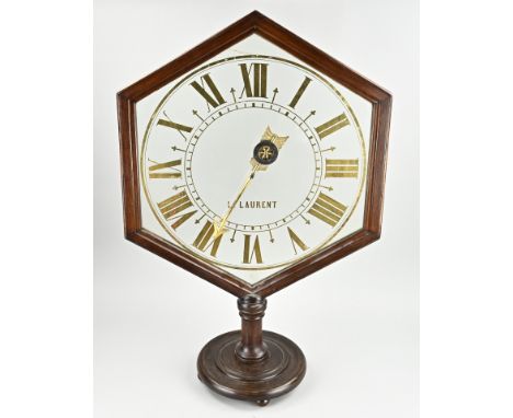 Rare 19th century French mysterious clock with moving hand on glass plate, with enchappement, bronze gilt + plated/silvered h