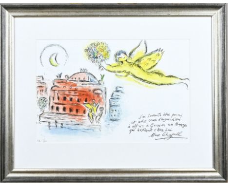 Lithography Marc Chagall. Artist's impression. The opera of Paris. From book 1965. Dimensions: H 33 x W 48 cm. In good condit