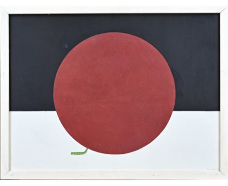Pit van Loo. 1905 - 1993. Abstract composition with caterpillar. Oil on panel. Dimensions: H 58 x W 77 cm. In good condition.
