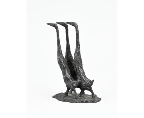 Modern bronze sculpture. Three geese. Second half 20th century. Dimensions: H 16 cm. In good condition.