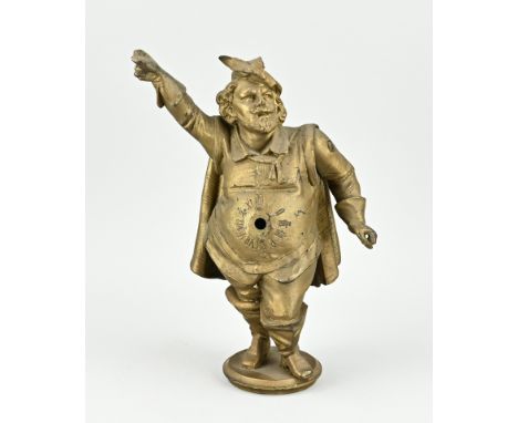 Antique Diecast clock case without clockwork. Movable arm. Circa 1900. Size: 29 cm. In good condition.