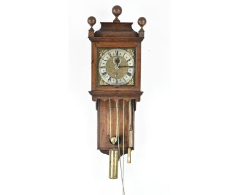 18th century oak Amsterdam wall clock, Gerrit van den Heije Amsterdam. With alarm, date and seconds indication. Also double b