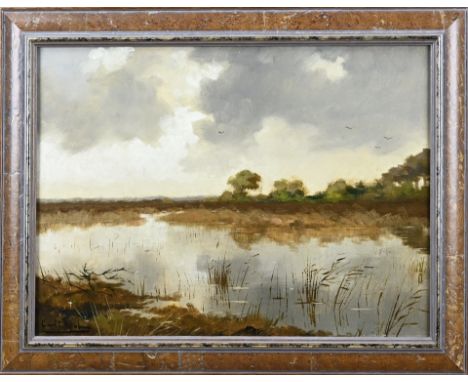 Gerard Krol. 1882 - 1950 Enschede. Landscape Aamsveen. Oil on panel. Dimensions: H 33 x W 44 cm. In good condition.