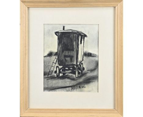 Klaas Bernink. 1913 - 1996. Glanerbrug. Cart 1956. Pastel on paper. Dimensions: H 20 x W 16 cm. In good condition.