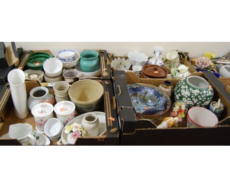 Four boxes of mainly mixed ceramics and china, to include reproduction Chinese green and white floral ginger jar, early 20th 