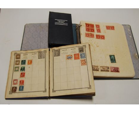 A Schoolboy stamp collection to include The Royal Illustrated Stamp Album and contents and a folder of loose leaves etc