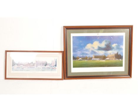 After Jack Russell MBE - Signed polychrome print of Cheltenham Cricket Festival. 141 / 500. Together with a signed print by J