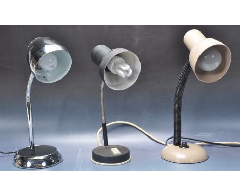 A collection of retro vintage industrial mid 20th century circa 1960s desktop lamps comprising of one having a black light sh
