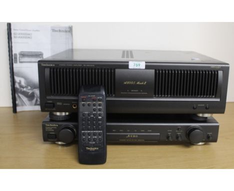 A Technics Power Amplifier A800 S MK II with seperate controls , remote and facsimile manual - a nice heavy duty item