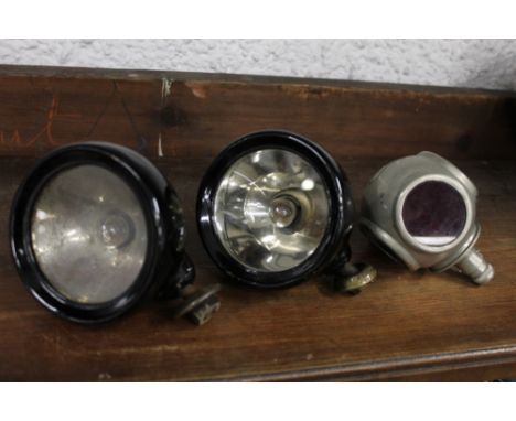 Two Lucas King of The Road lights, the mounts marked Joseph Lucas Ltd Birmingham Type R 330, the other stamped LD109, togethe