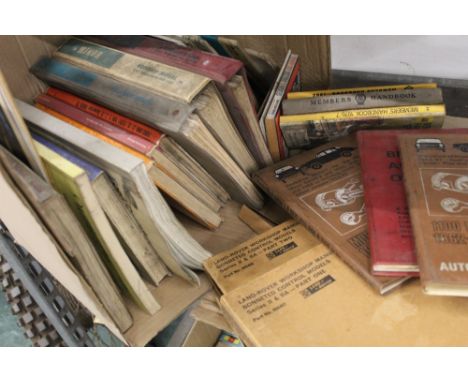 Box of books on vintage vehicles, to include Land Rover Workshop Manual Series 2 and 2a, parts 1 &amp; 2.