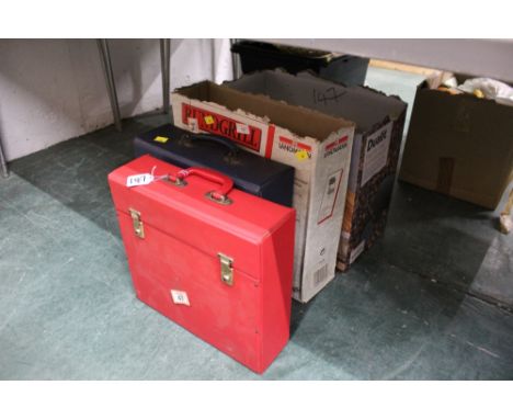 Two boxes and two carry cases of LPS, mostly classical music and light listening 
