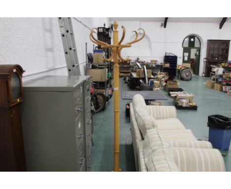 Modern bentwood hat and coat stand with label to the bottom PM Radomosko, height 190 cm