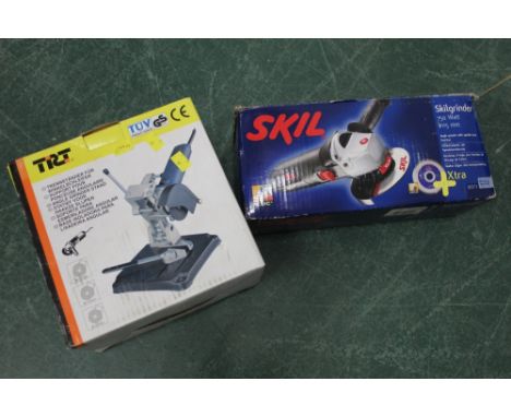 A Skill angle grinder together with stand 