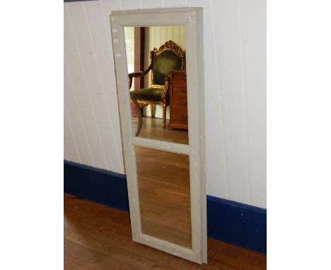 A 19th century French twin plate wall mirror, converted from a window shutter. H. 112cm 