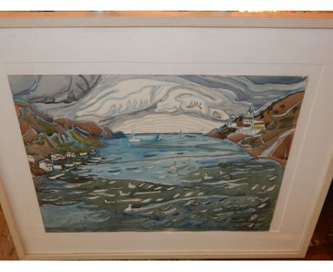 Philippa Faulkner, (Canadian, b.1917-2001), 'Abstract Seascape', watercolour on paper, signed and dated 79 lower right, H. 46
