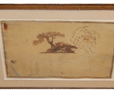 An 18th / 19th century English School study of trees, pen and watercolour on paper, gilt framed. H. 23cm H. 33cm