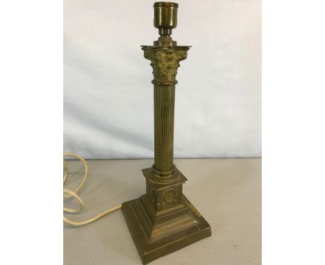 Antique Corinthian column table lamp 