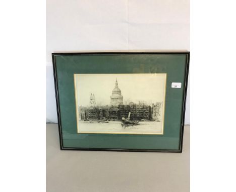 Artists proof signed river scene etching print 