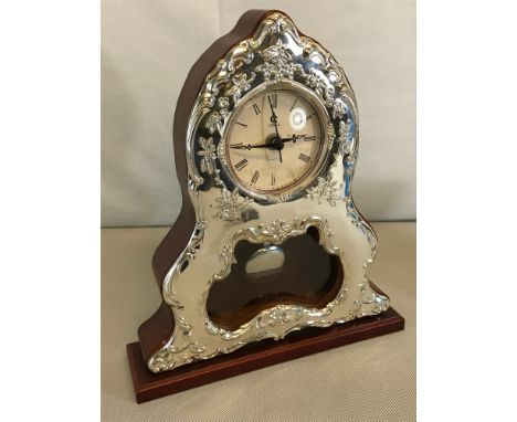 Large silver 925 front mantle clock 