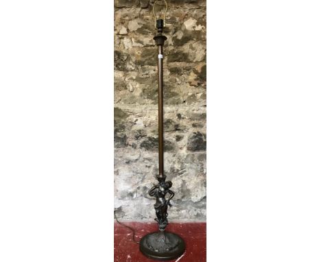 Ornate cherub design, metal standard lamp 
