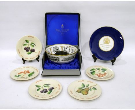 Royal Worcester Royal commemorative bone china bowl, printed with portraits of Queen Elizabeth II and H.R.H. The Duke of Edin