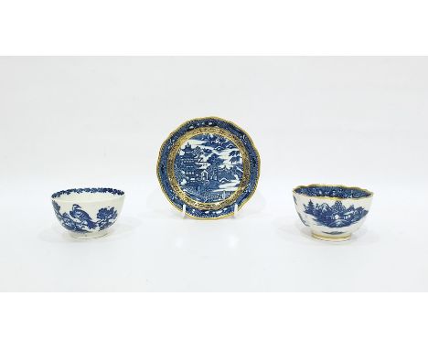 Caughley "Birds in Branches" porcelain tea bowl with underglaze blue decoration, circa 1785, 'S' mark to base and a Caughley 
