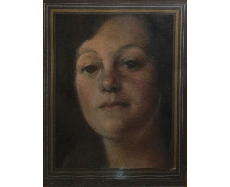 20th century school Oil Portrait study of female head, unsigned, 19cm x 14cm 