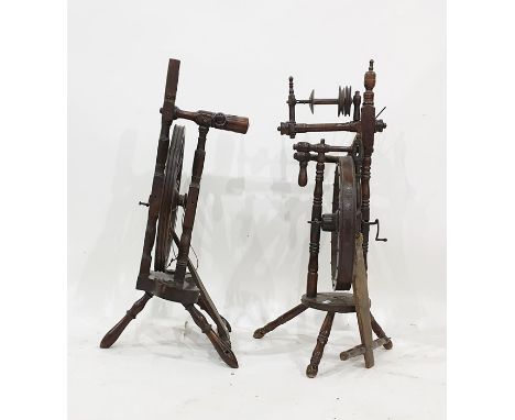 Two vintage spinning wheels (2)