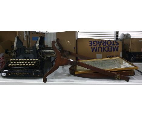 1920's Oliver Typewriter Company, Model no. 11, together with framed print map of Wiltshire and a mahogany framed dressing ta