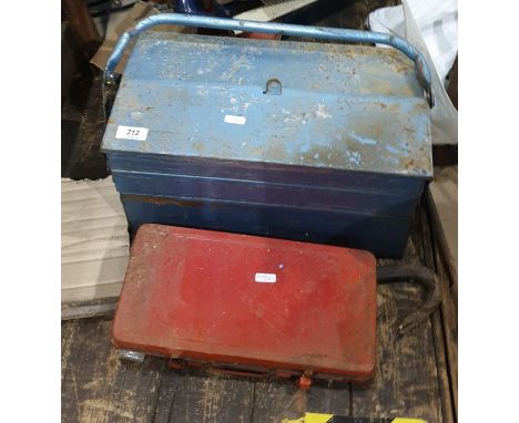 Collection of tools to include two 36" sash clamps, spirit level, sack truck, metric and imperial socket set and a tool box c
