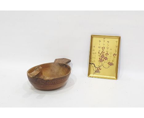 Vintage wooden bowl carved as a platypus, possibly Australian and a small decorative pin tray (2) 