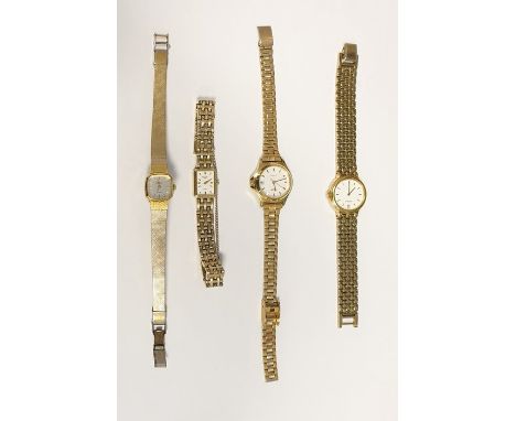 George V presentation silver capstan inkwell together with various lady's gold-plated wristwatches, three by Rotary, another 