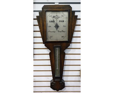 Early 20th century oak barometer/thermometer