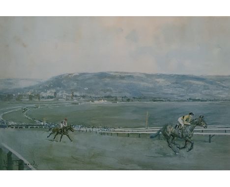 After Lionel EdwardsColour printComing up the hill, Cheltenham Racecourse, 42 x 52 cms 