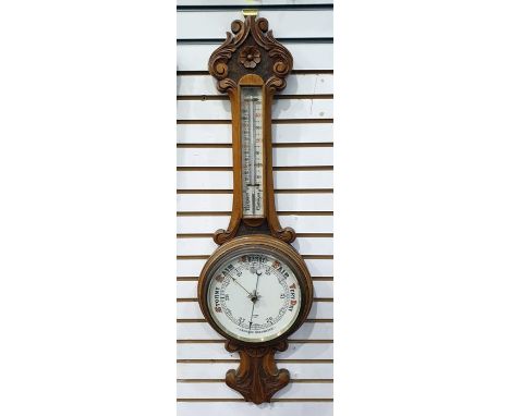 Oak cased aneroid barometer/thermometer marked 'Sidric' 