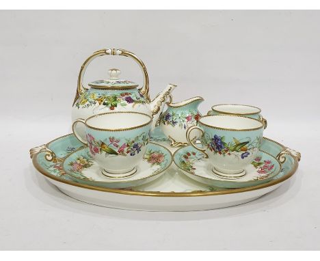 Grainger & Co Worcester porcelain early morning tea service for two persons, six pieces, viz:- teapot, cream jug, sugar bowl,